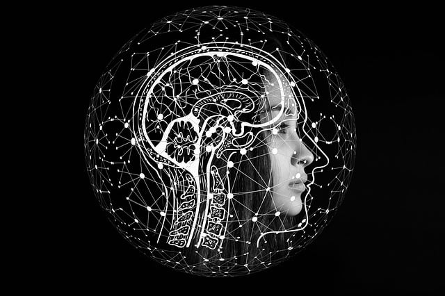 3D figure of human brain in black background