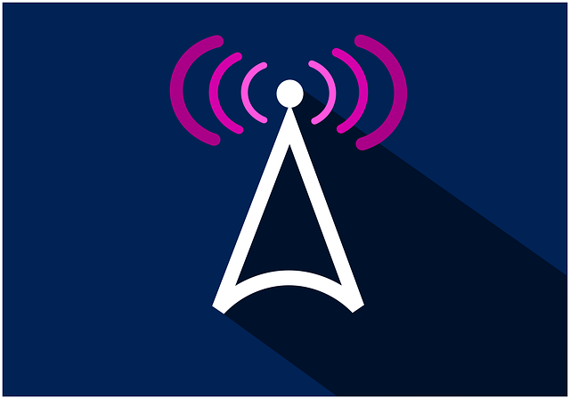 Symbol of mobile network signal in a dark blue background